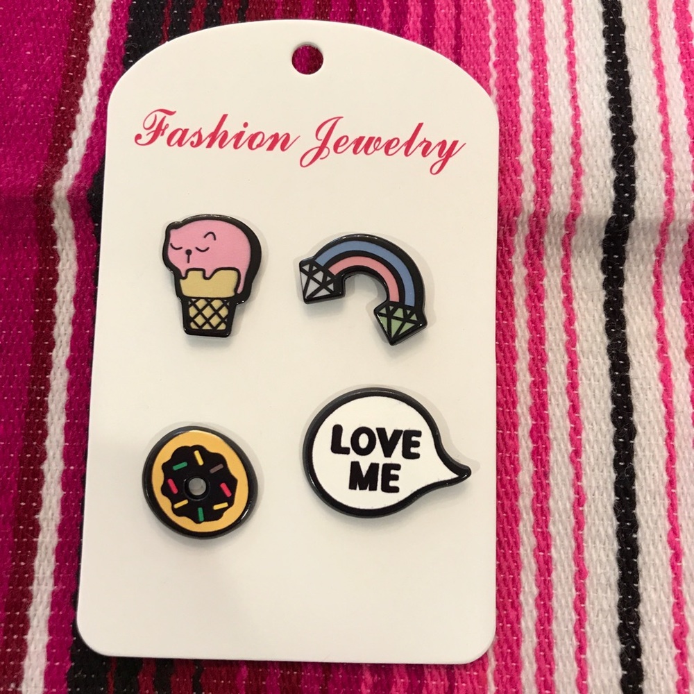 Set of 4 Rainbow and Sweet Treat Pins